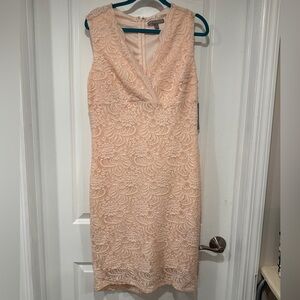 Elegant Lace V-Neck Dress - Cream